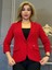 Kırmızı Puantiyeli Ceket,kadın,blazer,desenli,krep,astarlı,dekoratif Cep,3çeyrek Kol,tek Düğmeli 4