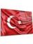 Kırmızı Dalgalı Türk Bayrağı Yatay Cam Tablo, Türkiye Bayrak, Ev Ofis Duvar Dekoru, Lüks Hediyelik 1