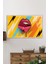 Pop Art Retro Kadın Dudağı Yatay Cam Tablo, Modern, Ev ve Ofis Duvar Dekoru, Lüks Hediyelik 2