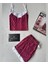 Intive Dantel Detaylı Yumuşacık Bordo Puantiye Desenli Askılı Bluz Şort Pijama Takımı 1