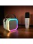 Küçük Boy Rgb Ledli Mikrofonlu Bluetooth Hoparlör Ses Bombası Yüksek Ses Gücü LED Işık Kareoke Bej 1