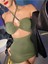 Kadın Yeşil Kadın Clup Elbisesi 6680 1