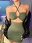 Kadın Yeşil Kadın Clup Elbisesi 6680 2