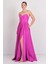 Kadın Beli Korsajlı Straplez Tafta Kumaş Maxi Abiye Elbise 6133 Fuşya 1