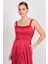 Kadın Kare Yaka Sırt Detaylı Maxi Boy Saten Abiye Elbise 7089 Bordo 3