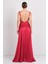 Kadın Kare Yaka Sırt Detaylı Maxi Boy Saten Abiye Elbise 7089 Bordo 4