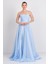Kadın Ip Askılı Derin Yırtmaçlı Uzun Abiye Elbise 0482 Bebe Mavisi 3