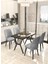 Rina 70x110 cm Siyah Mutfak Masası, Masa Sandalye Takımı, Masa Takımı, 4 Gri Sandalye 1