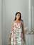 Çiçek Desen Kare Yaka Uzun Elbise 3