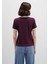Baskılı Bordo Tişört 1613380-70434 5