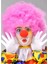 Pembe Renk Kıvırcık Afro Bonus Peruk Takma Saç ve Kırmızı Burun Seti 1