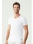 Lisanslı %47 Pamuk %47 Modal Erkek Kısa Kol V Yaka Atlet / Beyaz 2