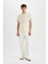 %100 Pamuk Baggy Geniş Kalıp Normal Bel Geniş Paça Beyaz Jean Pantolon C1511AX24SM 1