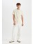 %100 Pamuk Baggy Geniş Kalıp Normal Bel Geniş Paça Beyaz Jean Pantolon C1511AX24SM 3