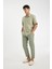 %100 Keten Normal Kesim Crop Duble Paça Yazlık Kumaş Pantolon C1826AX24SM 1