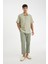 %100 Keten Normal Kesim Crop Duble Paça Yazlık Kumaş Pantolon C1826AX24SM 3
