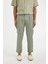 %100 Keten Normal Kesim Crop Duble Paça Yazlık Kumaş Pantolon C1826AX24SM 4