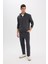 Regular Fit Eşofman Altı İçi Polarlı Basic Düz Cepli Beli Bağcıklı Düz Paça D7836AX25SP 2