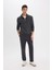 Regular Fit Eşofman Altı İçi Polarlı Basic Düz Cepli Beli Bağcıklı Düz Paça D7836AX25SP 3