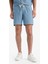 %100 Pamuk Yazlık Beli Lastikli Relax Fit Rahat Jean Bermuda Şort F5594AX25SM 5