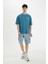 %100 Pamuk Kargo Fit Jean Bermuda Şort C2047AX24SM 1