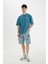 %100 Pamuk Kargo Fit Jean Bermuda Şort C2047AX24SM 2