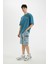 %100 Pamuk Kargo Fit Jean Bermuda Şort C2047AX24SM 3
