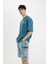 %100 Pamuk Kargo Fit Jean Bermuda Şort C2047AX24SM 5