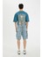 %100 Pamuk Kargo Fit Jean Bermuda Şort C2047AX24SM 8