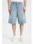 %100 Pamuk Baggy Jean Bermuda Şort C2048AX24SM 4