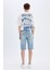 Slim Fit Dar Kesim Jean Bermuda Şort C2696AX24SM 4