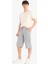 Slim Fit Dar Kesim Kargo Cepli Basic Düz Kapri Şort T4693AZ25SM 4