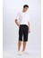 Slim Fit Dar Kesim Kargo Cepli Basic Düz Kapri Şort T4693AZ25SM 3