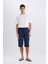 Long Fit File Astarlı Uzun Boy Kargo Cep Deniz Şortu E0905AX25HS 2