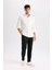 Basic Düz Beli Lastikli Bağcıklı Cepli Jogger Düz Paça Siyah Pantolon D8640AX24AU 3