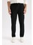 Basic Düz Beli Lastikli Bağcıklı Cepli Jogger Düz Paça Siyah Pantolon D8640AX24AU 4