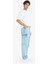 %100 Pamuk Relax Fit Rahat Kesim Düz Paça Kargo Cepli Jean Yıkamalı Pantolon F2381AX25SP 3