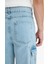 %100 Pamuk Relax Fit Rahat Kesim Düz Paça Kargo Cepli Jean Yıkamalı Pantolon F2381AX25SP 6