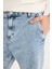 %100 Pamuk Relaxed Slouchy Fit Rahat Kesim Geniş Paça Jean Yıkamalı Pantolon E4733AX25SP 5