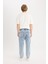 %100 Pamuk Relaxed Slouchy Fit Rahat Kesim Geniş Paça Jean Yıkamalı Pantolon E4733AX25SP 7