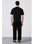 %100 Pamuk Skater Fit Geniş Kalıp Yüksek Bel Geniş Paça Siyah Jean Pantolon F3926AX25SM 7