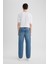 %100 Pamuk Baggy Fit Geniş Kalıp Normal Bel Geniş Paça Jean Pantolon B5783AX24SP 8