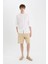 %100 Keten Regular Fit Yazlık Bermuda Şort 2