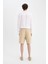 %100 Keten Regular Fit Yazlık Bermuda Şort 8