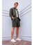 %100 Keten Regular Fit Yazlık Bermuda Şort 1