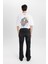 %100 Pamuk Flayer Fit Bol Kalıp Normal Bel Geniş Paça Siyah Jean Pantolon B8325AX24SM 8
