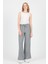 Gri Pamuklu Bel Lastikli Wide Leg/bol Paça Pantolon 4754A 1