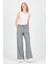 Gri Pamuklu Bel Lastikli Wide Leg/bol Paça Pantolon 4754A 2