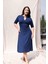 Amelıa Bisiklet Yaka Büyük Beden Elbise Lacivert 3