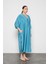 Mıreya Büyük Beden Maxi Kaftan Elbise Turkuaz 2